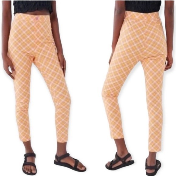 Urban Outfitters Springtime Plaid High Waisted Ankle Skinny Pants - Picture 1 of 6